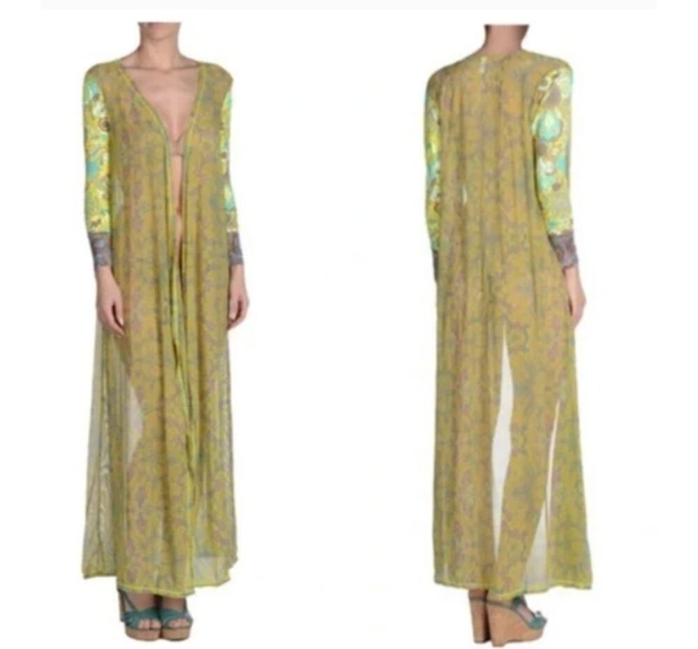 Maaji Royal Riders Snakeskin Mesh Duster Kimono Swim Cover-up Womens Medium
